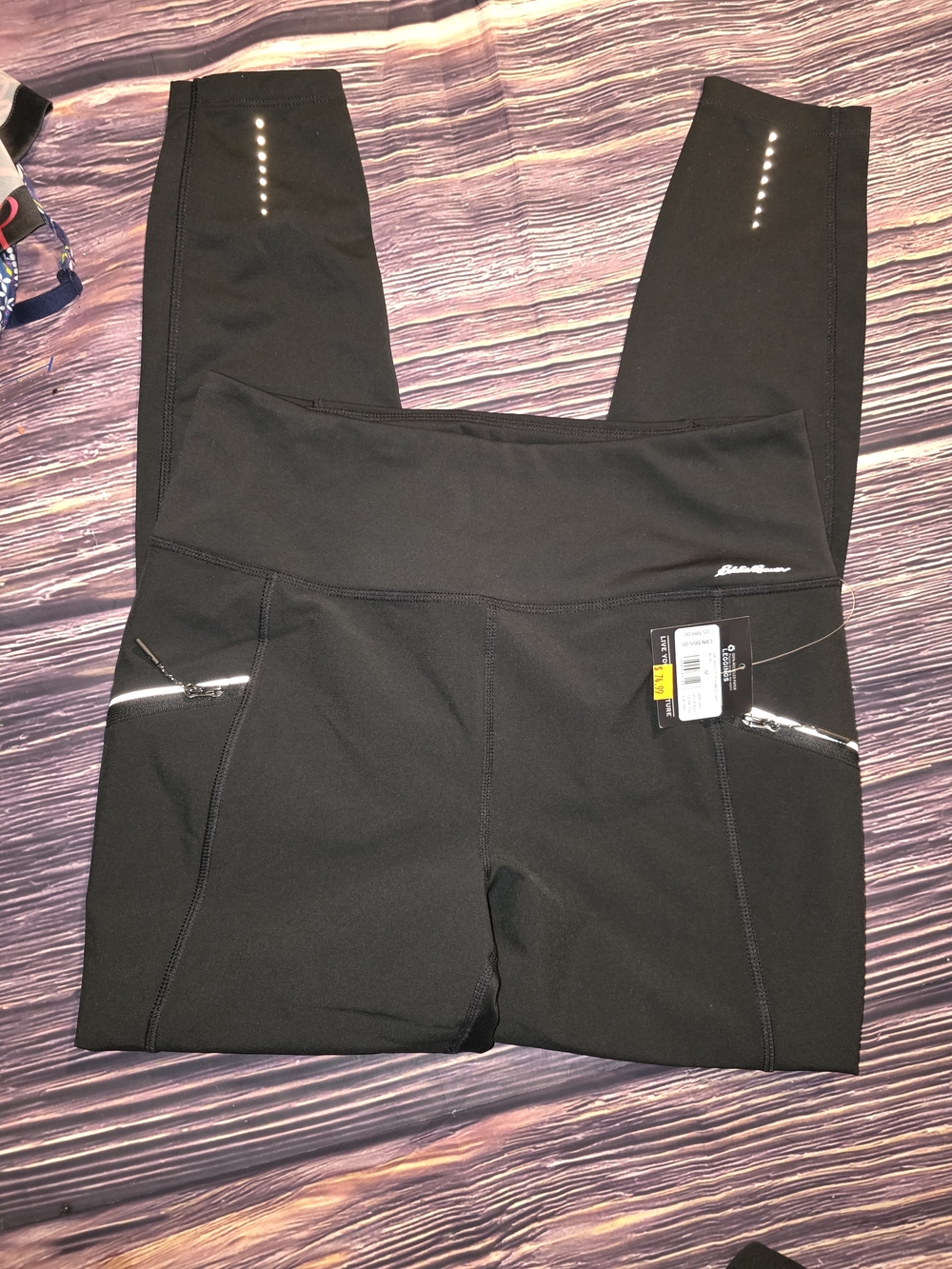 Eddie Bauer Black Womens' Reflective Zip Pocket Leggings
